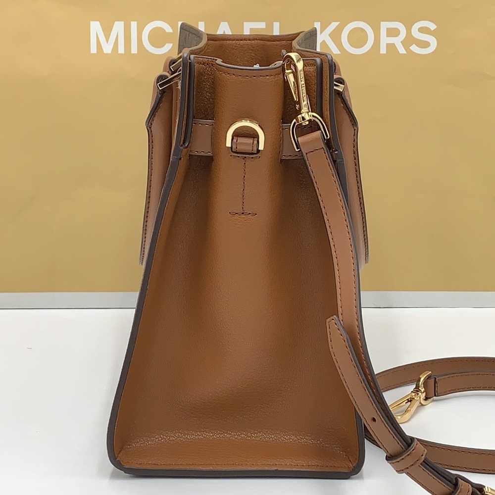 Michael Kors Hamilton Med Satchel Shoulder Crossbody Bag Luggage/Brown Signature - Picture 4 of 16